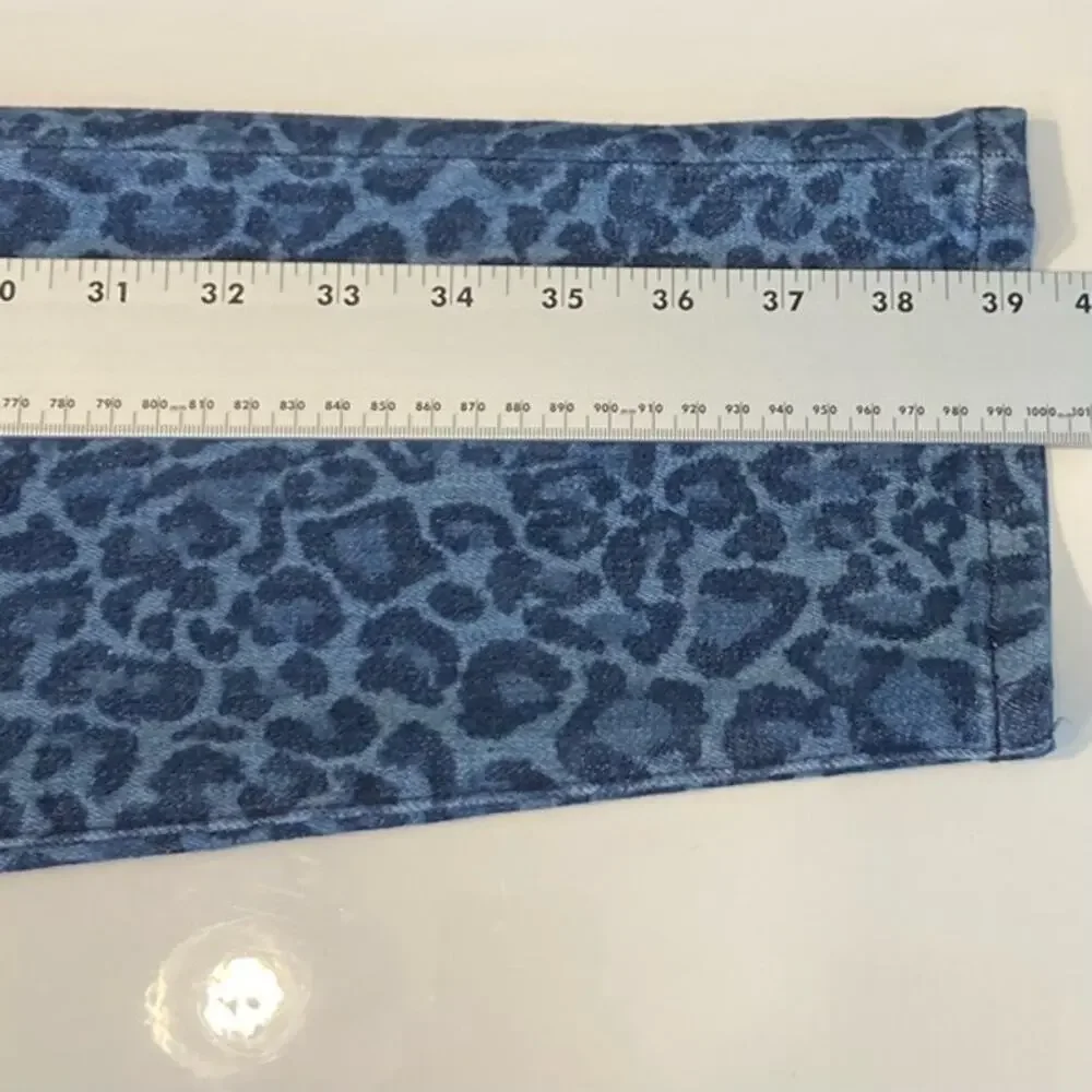 Michael Kors Blue Leopard Print Skinny Jeans